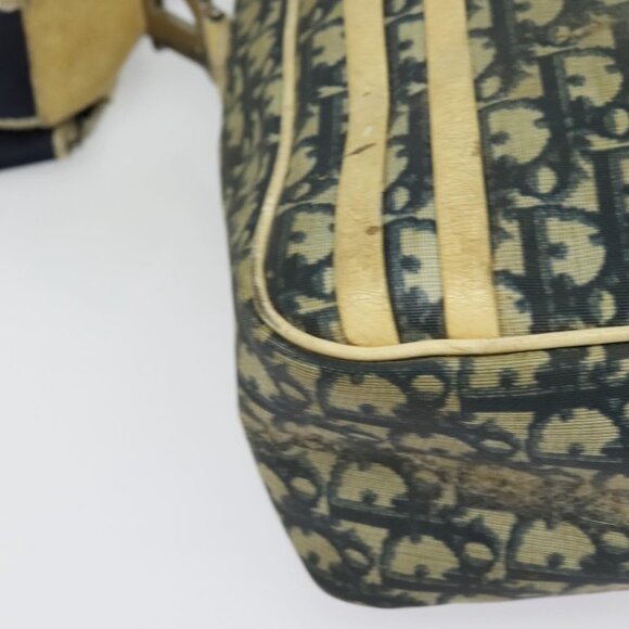 Authentic Christian Dior Trotter Canvas Shoulder Bag Navy Silver - Picture 7 of 16